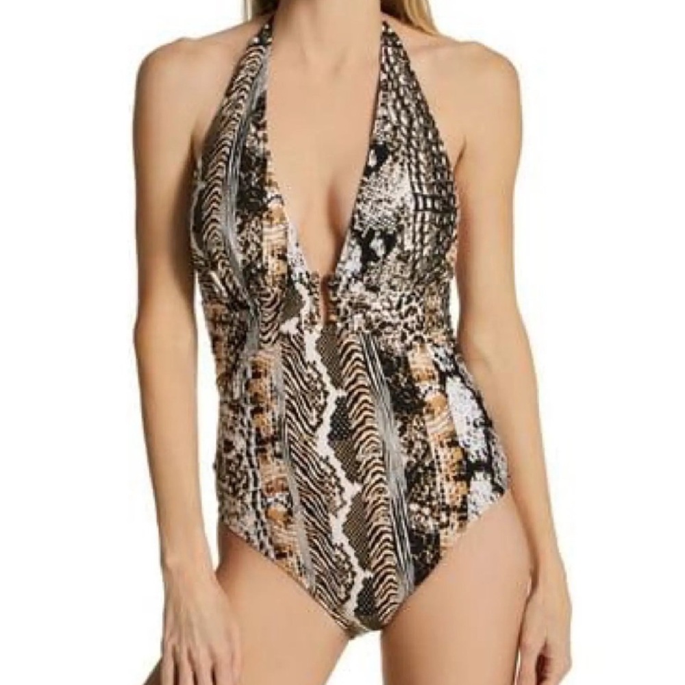 Bleu Rod Beattie Halter One-Piece in Black, Brown, Cream